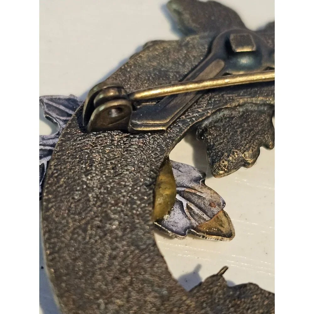 KC Autumn Harvest Pumpkin Maple Leaves Wreath Brooch Fall Themed Brooch Pin 2
